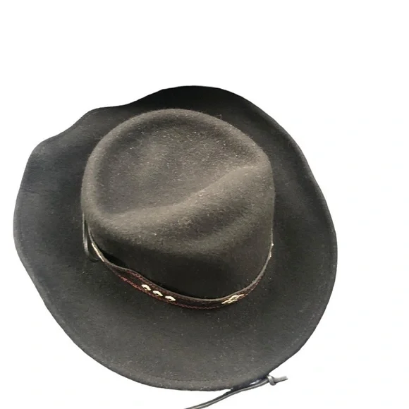 Outback Trading Co Black 100% Wool Cowboy Hat L 1422 Ascot Crushable Waterproof